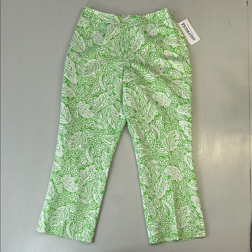 Pendleton Silk Blend Tropical Green Crop Pants